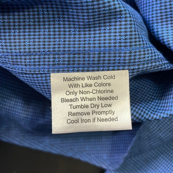 Kenneth Cole Awearness Blue Diamond Plaid Long Sleeve Button Down Size 15 1/2 - Picture 5 of 5